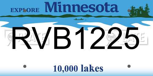 RVB1225 Minnesota License Plate