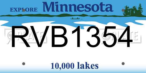 RVB1354 Minnesota License Plate