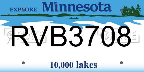 RVB3708 Minnesota License Plate