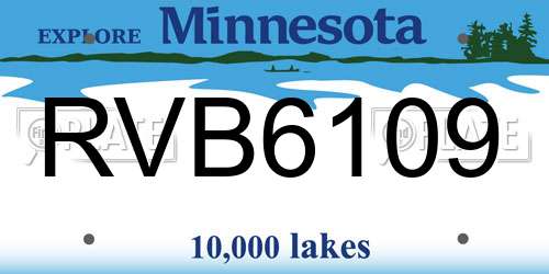 RVB6109 Minnesota License Plate