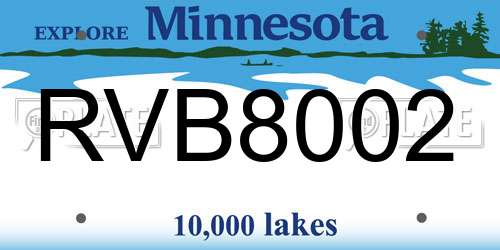 RVB8002 Minnesota License Plate