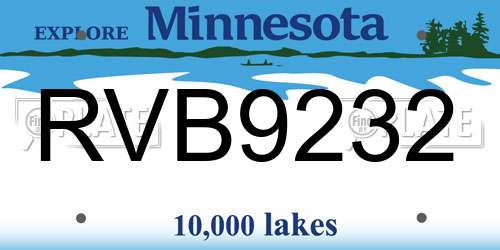 RVB9232 Minnesota License Plate