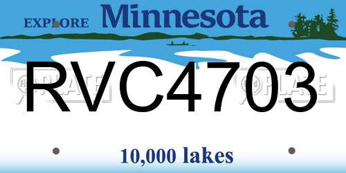 RVC4703 Minnesota License Plate