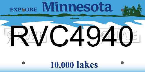 RVC4940 Minnesota License Plate
