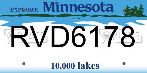 RVD6178 Minnesota License Plate