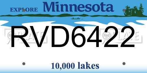 RVD6422 Minnesota License Plate