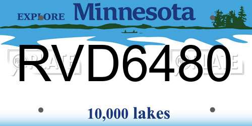 RVD6480 Minnesota License Plate
