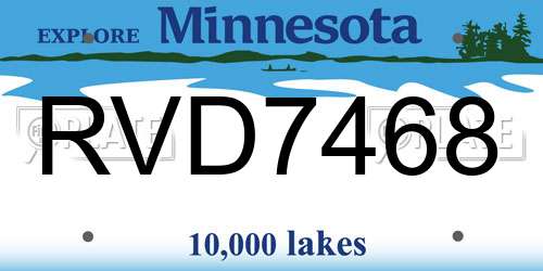 RVD7468 Minnesota License Plate