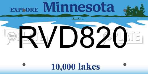RVD820 Minnesota License Plate