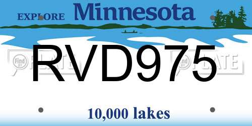 RVD975 Minnesota License Plate
