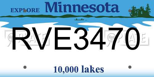 RVE3470 Minnesota License Plate