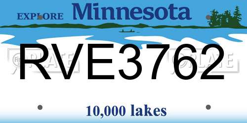 RVE3762 Minnesota License Plate