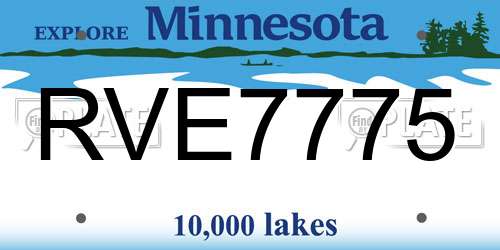 RVE7775 Minnesota License Plate