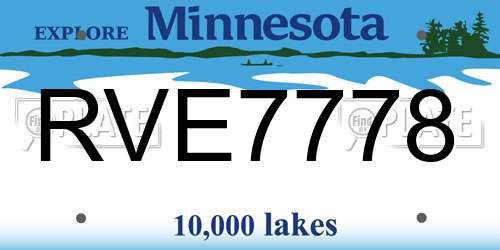 RVE7778 Minnesota License Plate