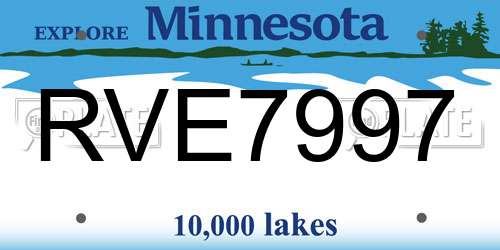 RVE7997 Minnesota License Plate