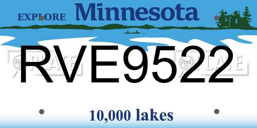 RVE9522 Minnesota License Plate