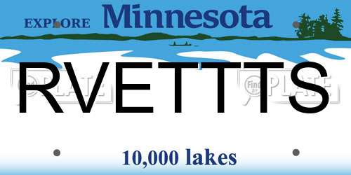 RVETTTS Minnesota License Plate