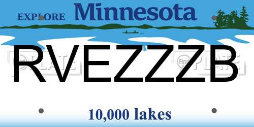 RVEZZZB Minnesota License Plate