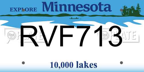 RVF713 Minnesota License Plate