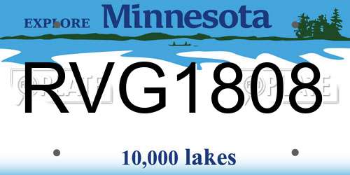 RVG1808 Minnesota License Plate