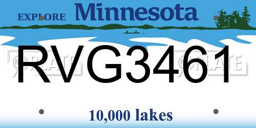 RVG3461 Minnesota License Plate