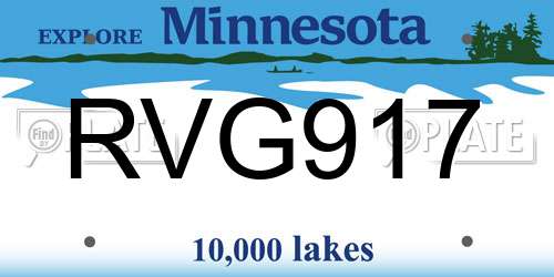 RVG917 Minnesota License Plate