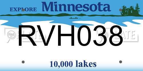 RVH038 Minnesota License Plate
