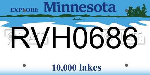 RVH0686 Minnesota License Plate