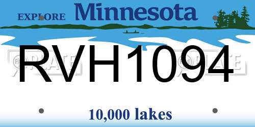 RVH1094 Minnesota License Plate