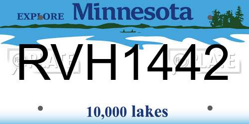 RVH1442 Minnesota License Plate