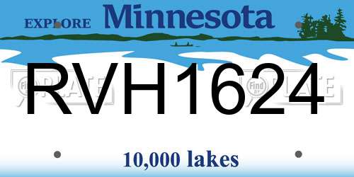 RVH1624 Minnesota License Plate