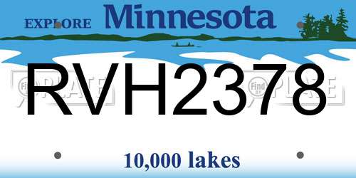 RVH2378 Minnesota License Plate