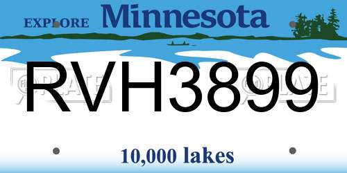 RVH3899 Minnesota License Plate