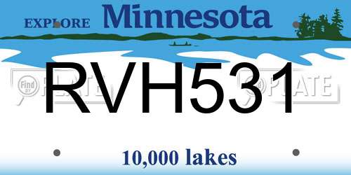 RVH531 Minnesota License Plate