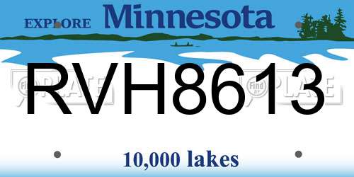 RVH8613 Minnesota License Plate