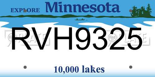 RVH9325 Minnesota License Plate