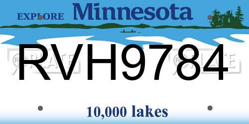 RVH9784 Minnesota License Plate