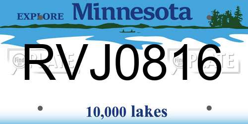 RVJ0816 Minnesota License Plate