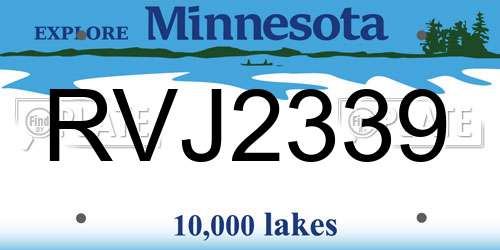 RVJ2339 Minnesota License Plate