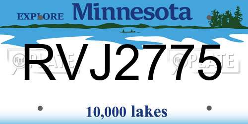 RVJ2775 Minnesota License Plate