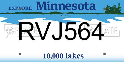 RVJ564 Minnesota License Plate