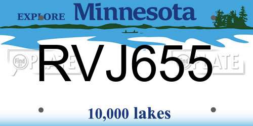 RVJ655 Minnesota License Plate