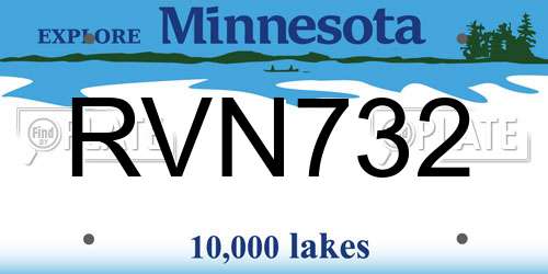 RVN732 Minnesota License Plate
