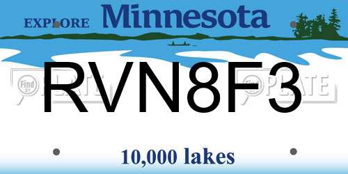 RVN8F3 Minnesota License Plate