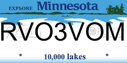 RVO3VOM Minnesota License Plate