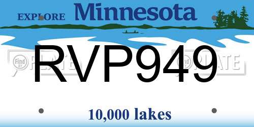 RVP949 Minnesota License Plate