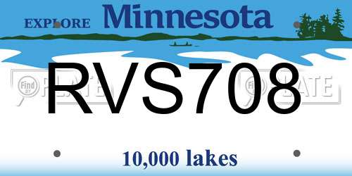 RVS708 Minnesota License Plate