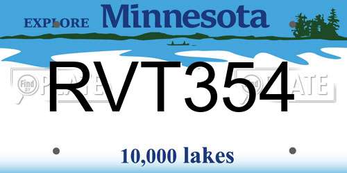 RVT354 Minnesota License Plate