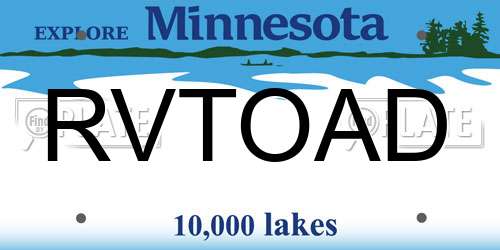 RVTOAD Minnesota License Plate