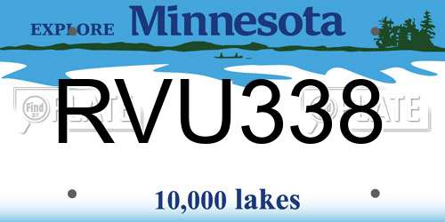 RVU338 Minnesota License Plate